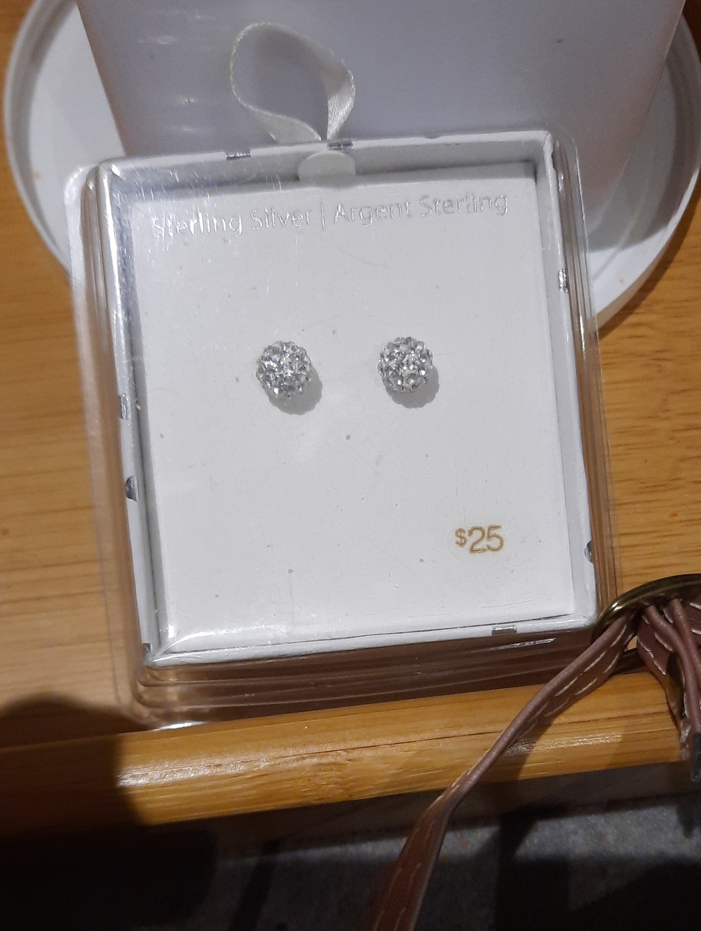 NIB BLINGED OUT GENUINE SOLID STERLING SILVER CZ Studs Crystal Ball Earrings